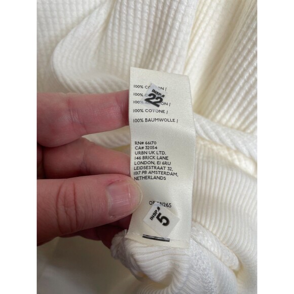 Free People Large Santa Clara Thermal Top Alabaster Ivory Waffle Knit V-Neck NWT - Picture 11 of 16